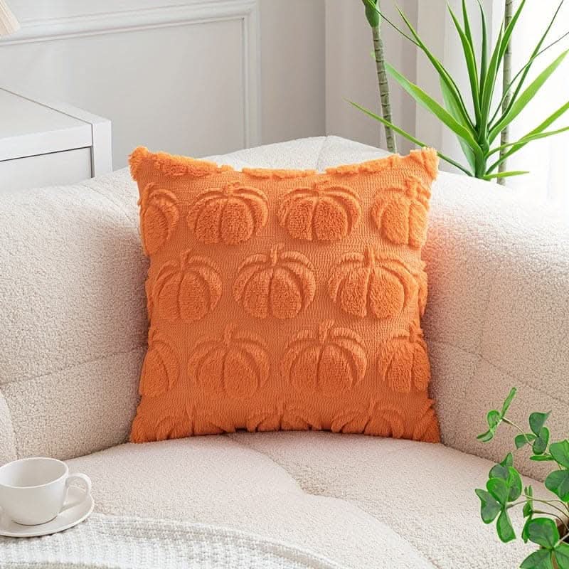 Chic Pumpkin Geometric Wool Cushion Cover
