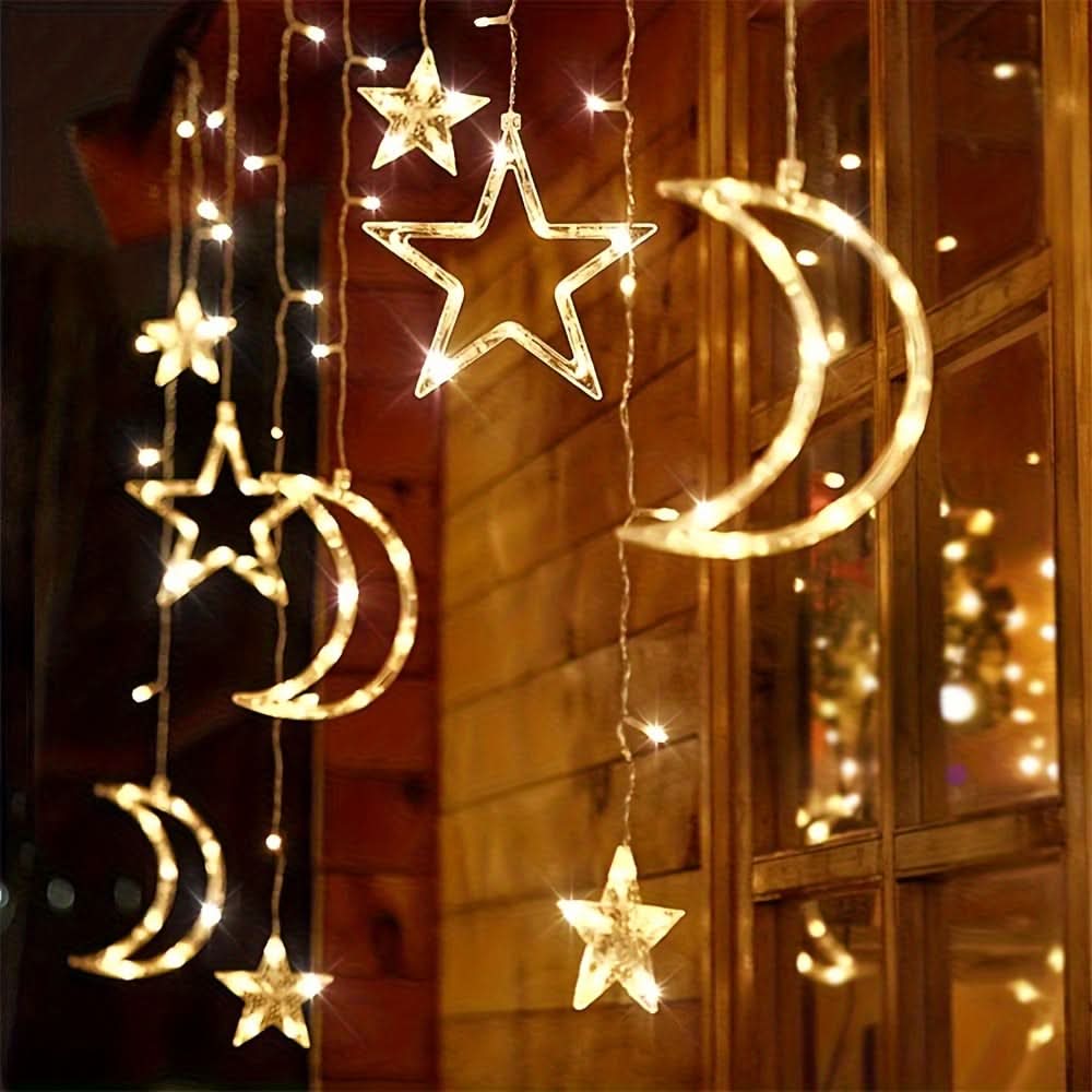 138 LED Solar Curtain Lights, Remote Control