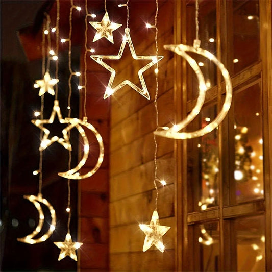 138 LED Solar Curtain Lights, Remote Control