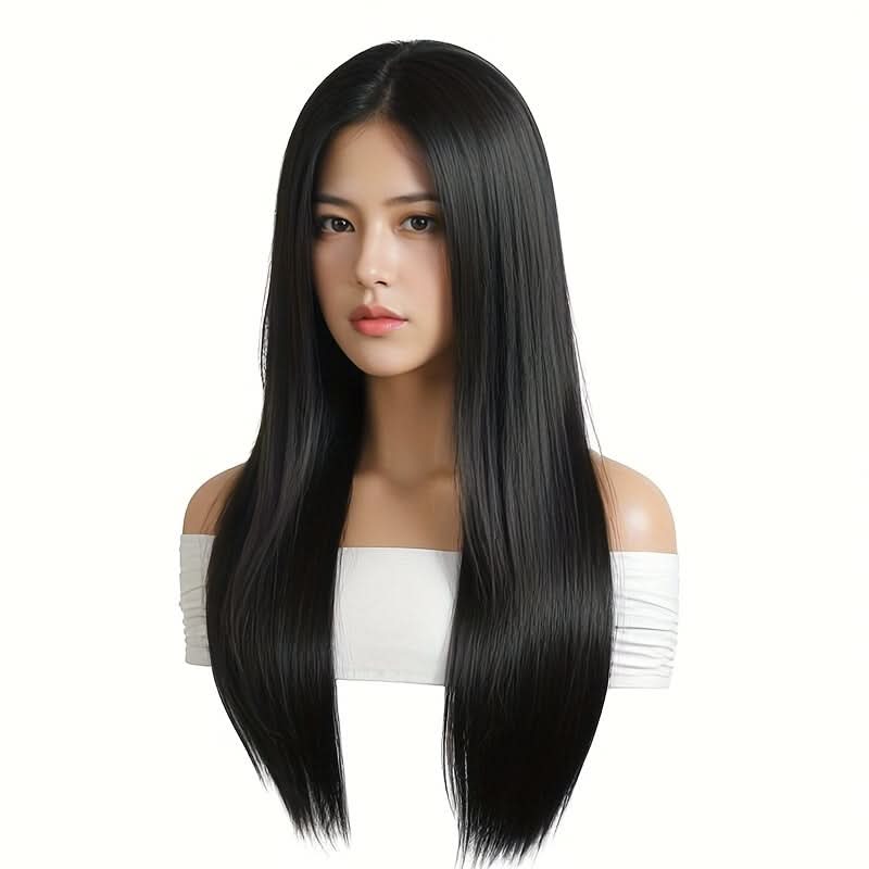 Women's Elegant 28-Inch Straight Long Wig – High Temperature Fiber