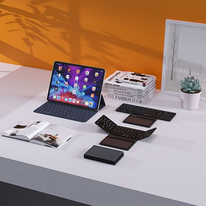Foldable Wireless Keyboard with Touchpad - Rechargeable Bluetooth Keyboard