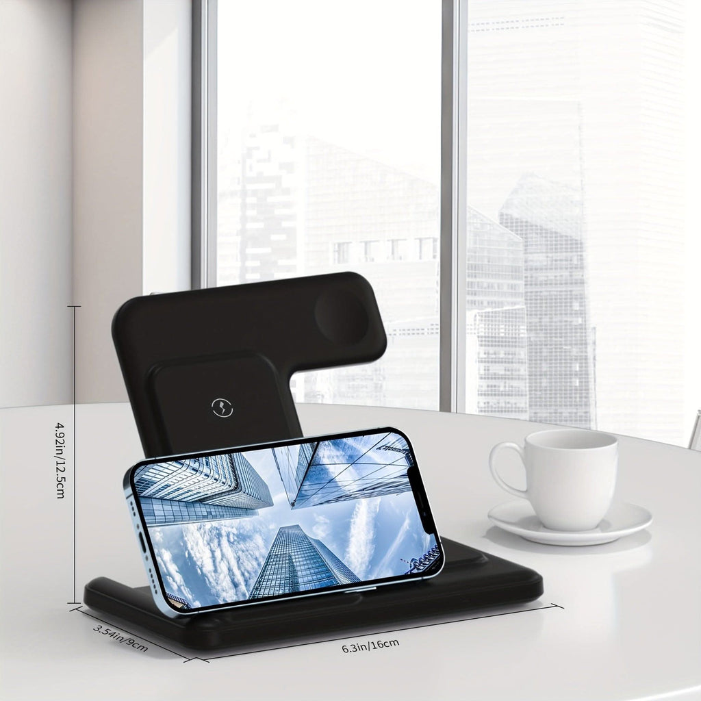3-in-1 Foldable Wireless Charging Station – Fast Charging for iPhone, iWatch, and AirPods
