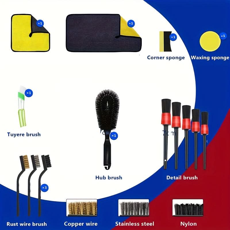 14-Piece Car Interior Cleaning Kit – Double-Sided Sponge Brush