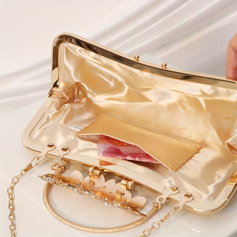 Golden Rhinestone Clutch Bag for Evening Events