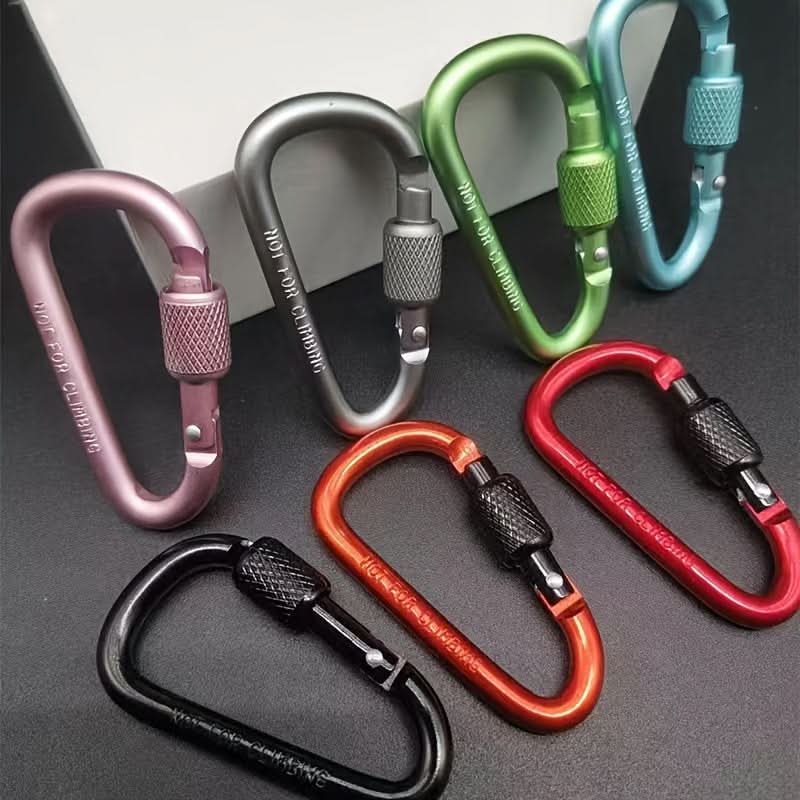 5-Pack Aluminum Carabiner Keychains with Lock