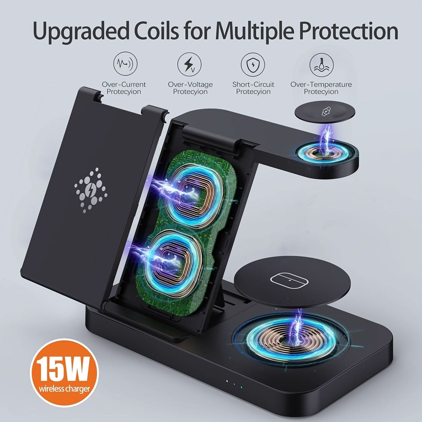 4-in-1 Foldable Wireless Charging Station for Samsung Devices