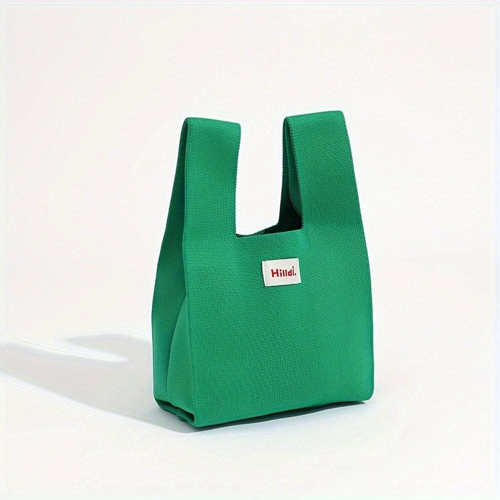 Chic Candy Color Knitted Tote Bag - Hobo Style Wrist Purse