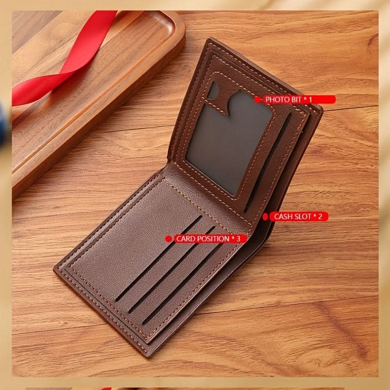 Men's Short Wallet with Money Clip – Casual Lychee Pattern