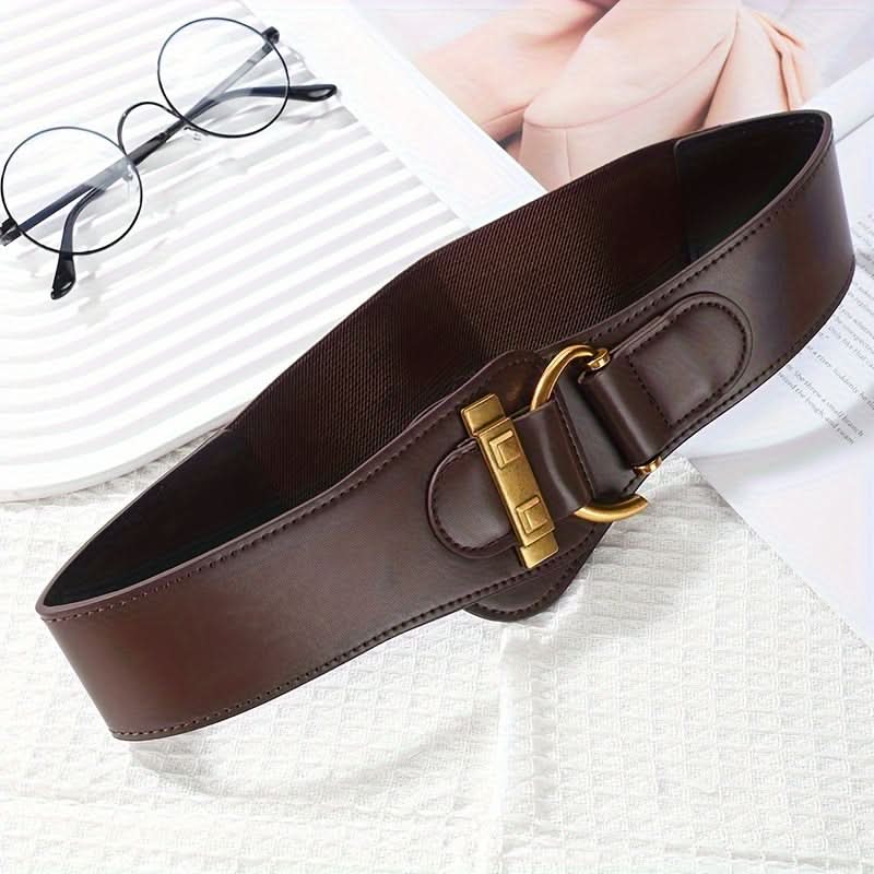 Vintage PU Leather Waist Belt - Wide Retro Style