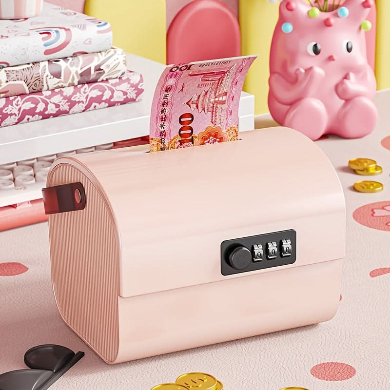 1 pc Pink Piggy Bank with Handle & Combination Lock for Kids