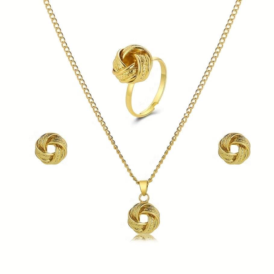 Boho Chic Vintage Jewelry Set – Necklace, Ring, Studs