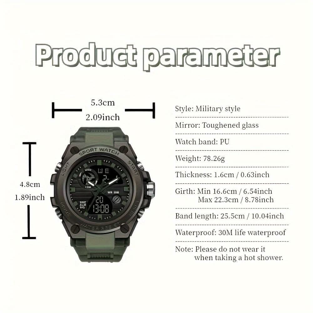 Military Men's Digital LED Stopwatch Watch