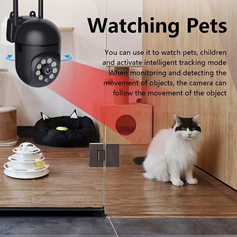 HD WiFi Surveillance Camera – Indoor/Outdoor, 355° Pan, Color Night Vision, Two-Way Audio, AI Detection