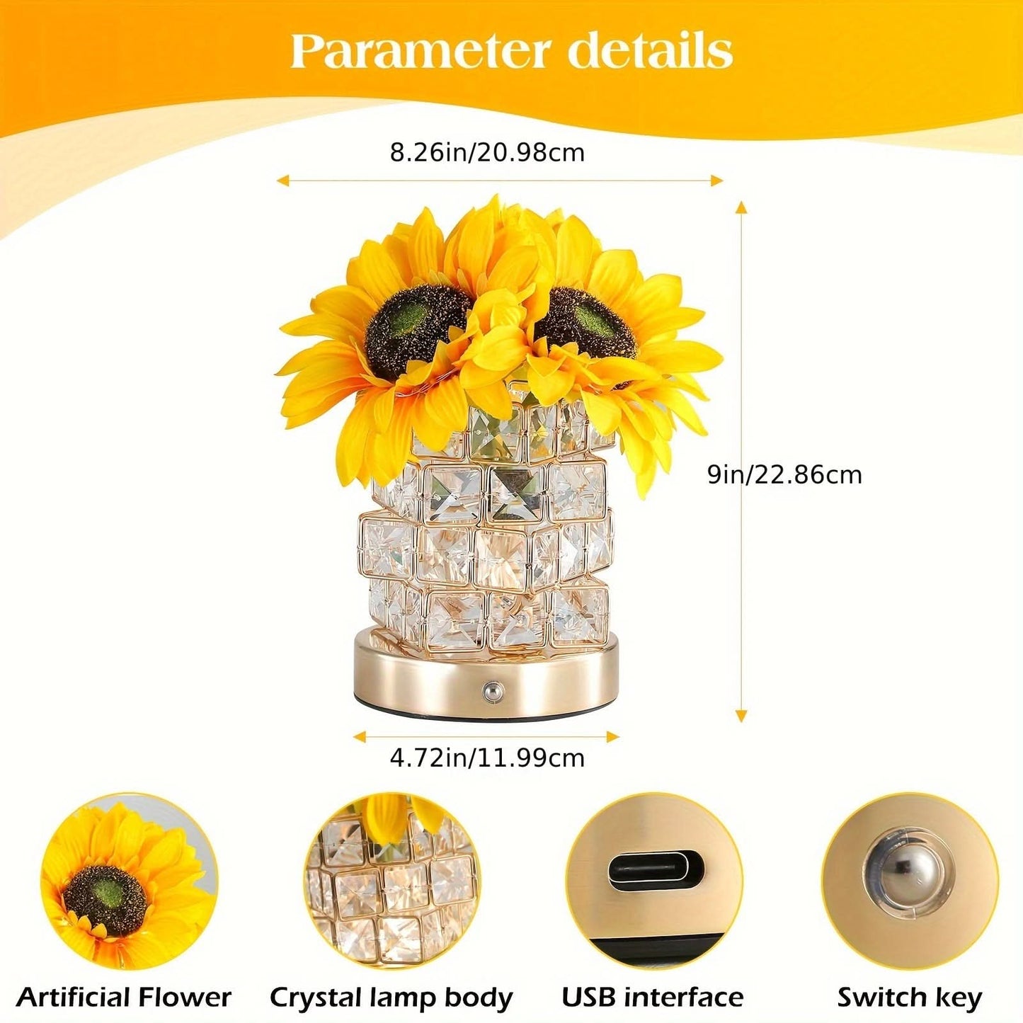 Vibrant Sunflower Touch Lamp