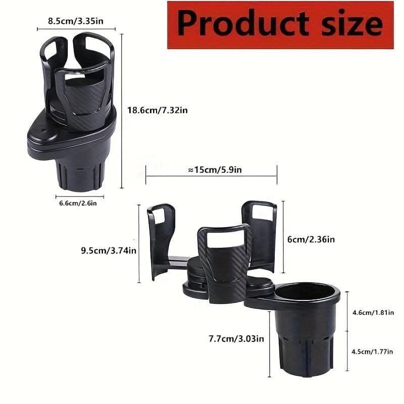 Adjustable Car Cup Holder Expander with Phone Holder & Aromatherapy Organizer