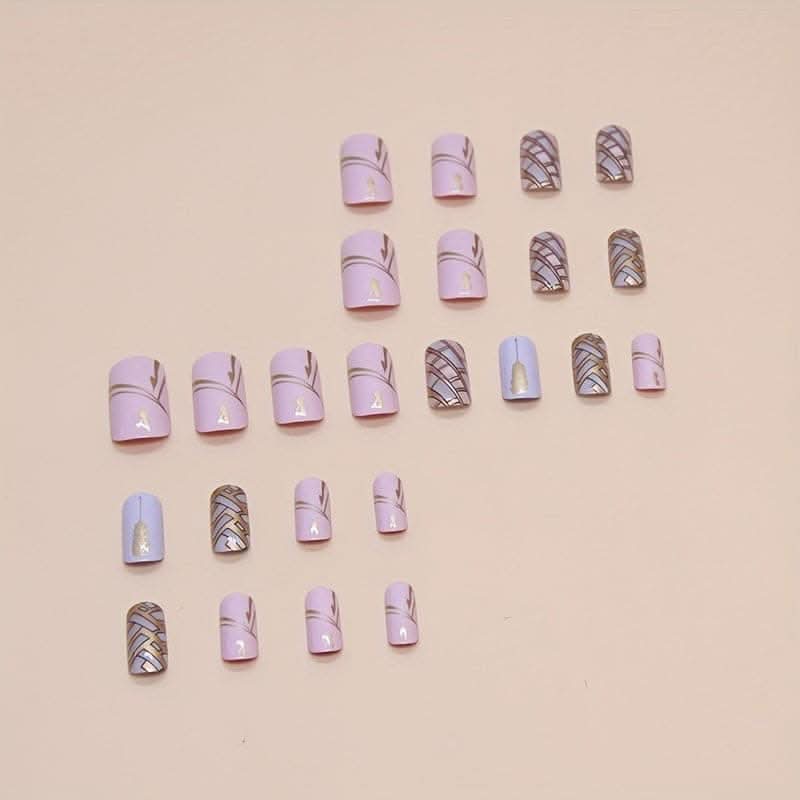 24pcs False Nails Set – Includes Nail Glue and Nail File