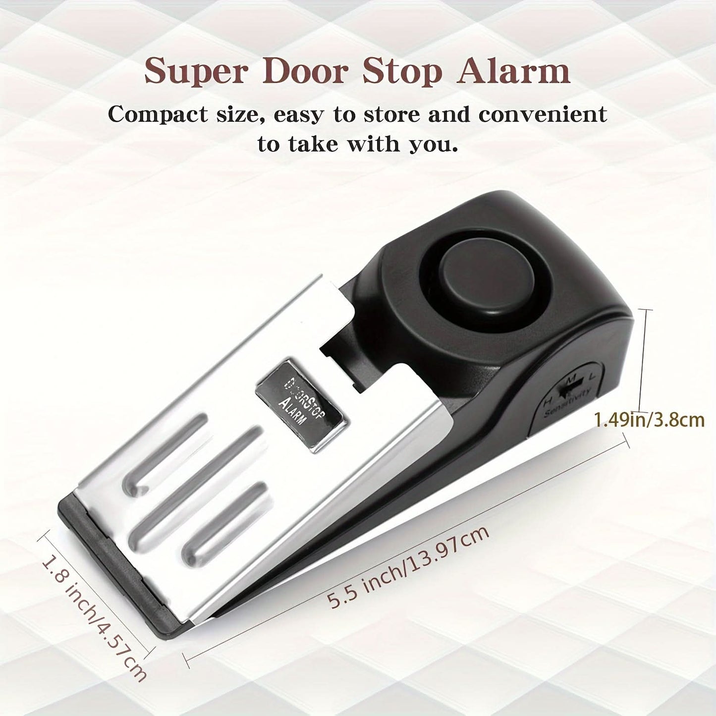 120dB Loud Door Stop Alarm with Rechargeable Battery