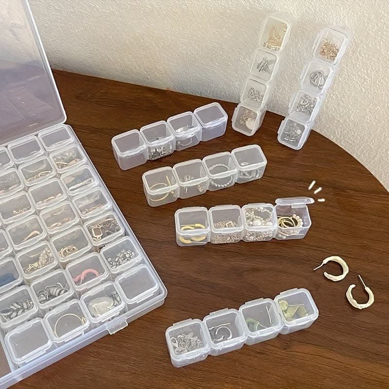 56pcs Mini Plastic Storage Containers Set – Clear Boxes with Secure Snap Closure