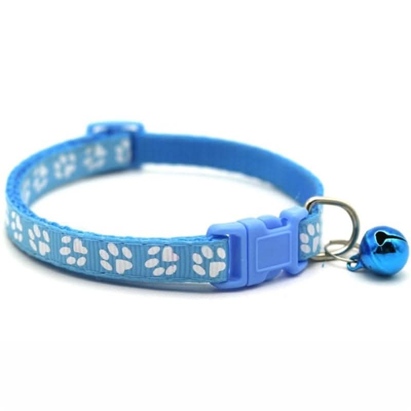 Adjustable Bell Collar with Paw Print Design