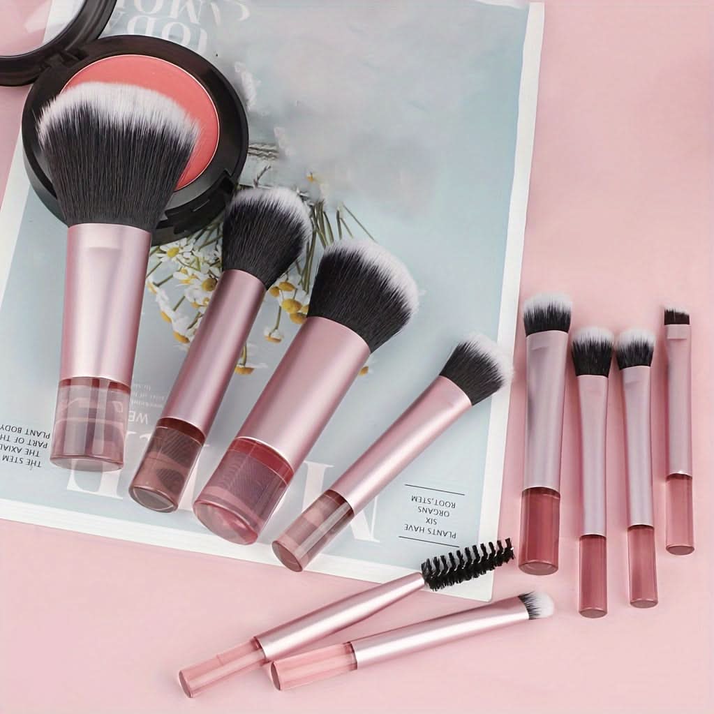 10-Piece Travel Makeup Brush Set with Case - Compact & Versatile