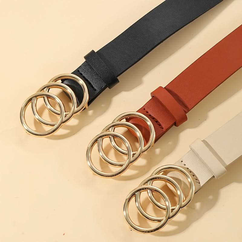 Men's Sporty Faux Leather Double Buckle Belt