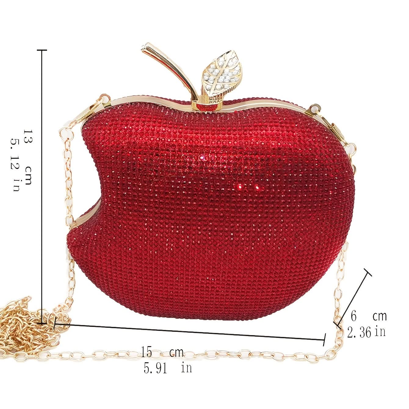 Rhinestone Apple-Shaped Clutch – Party Bag
