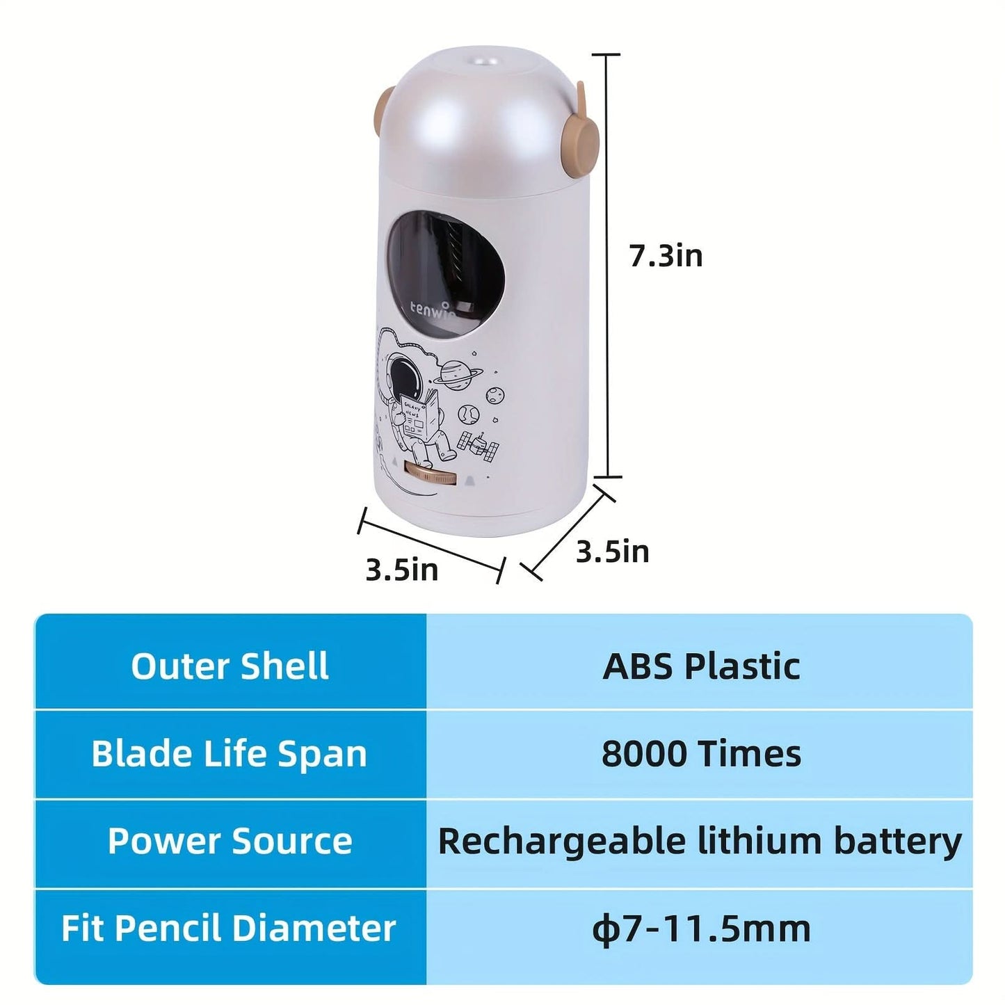 Automatic Pencil Sharpener – Large-Diameter Adjustable for 7.5-11.5mm Pencils