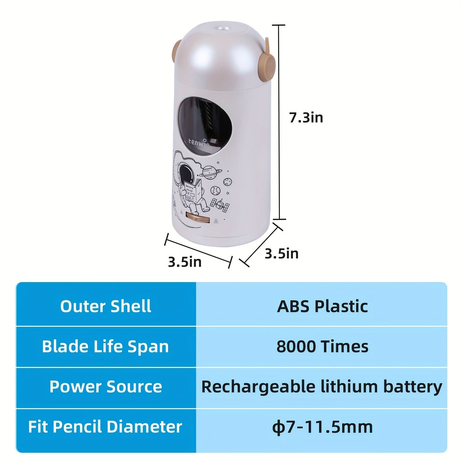 Automatic Pencil Sharpener – Large-Diameter Adjustable for 7.5-11.5mm Pencils