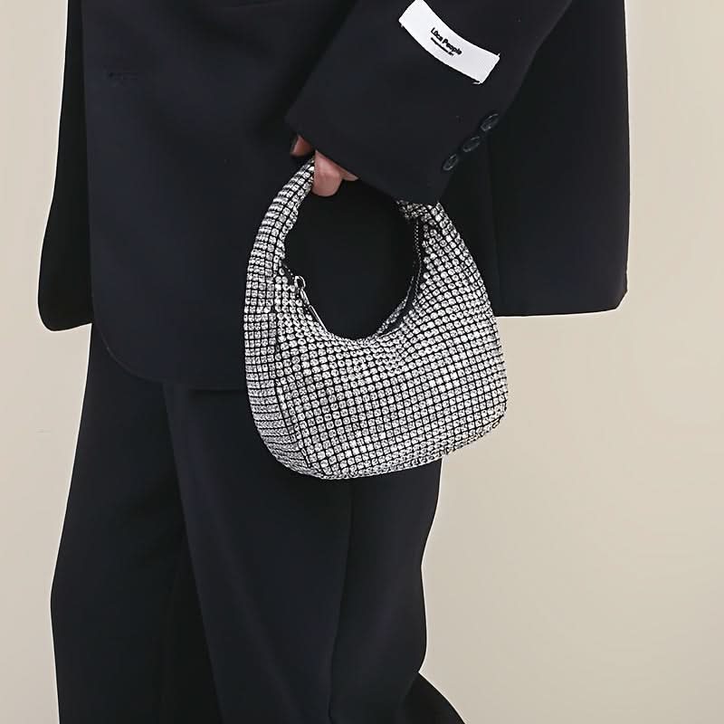 Silver Rhinestone Evening Clutch for Women