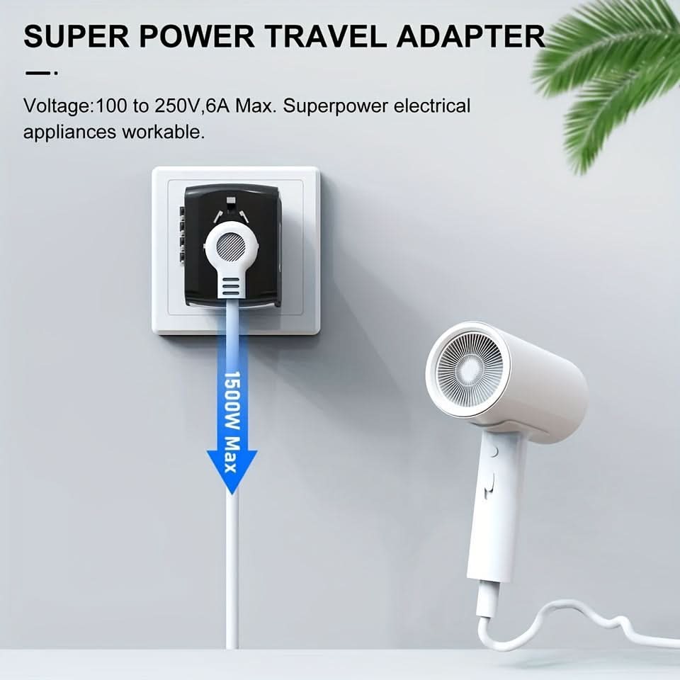 Universal Travel Plug Adapter with USB-C & USB-A