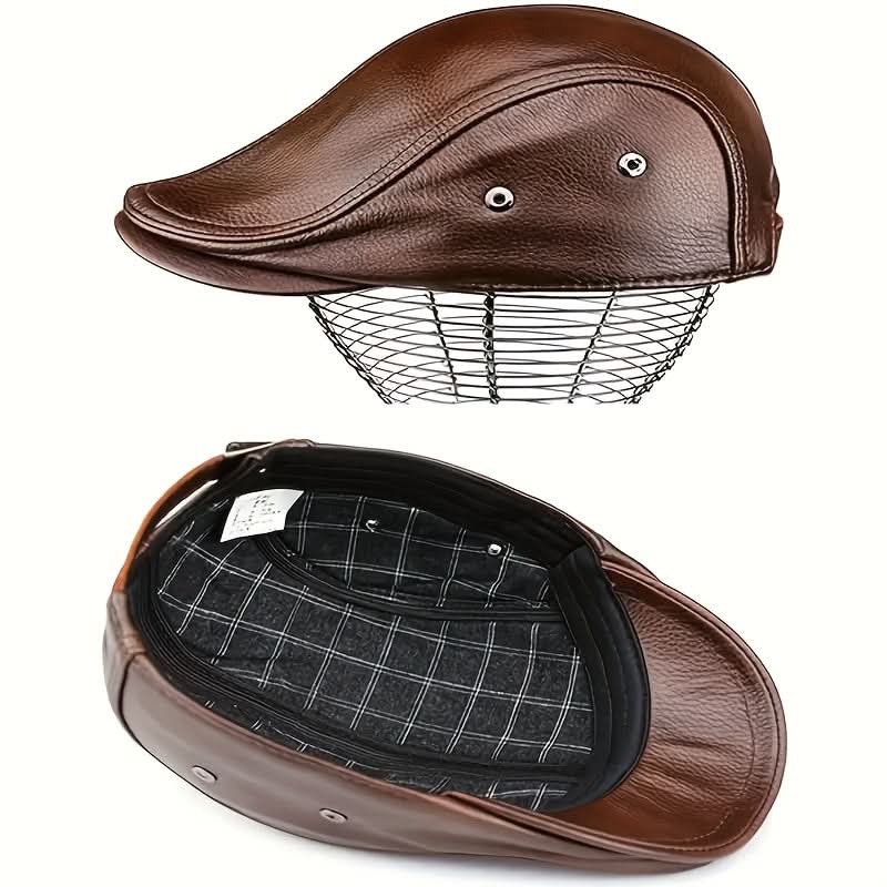 Men’s Leather Gatsby Ivy Cap – Hat with PU Strap