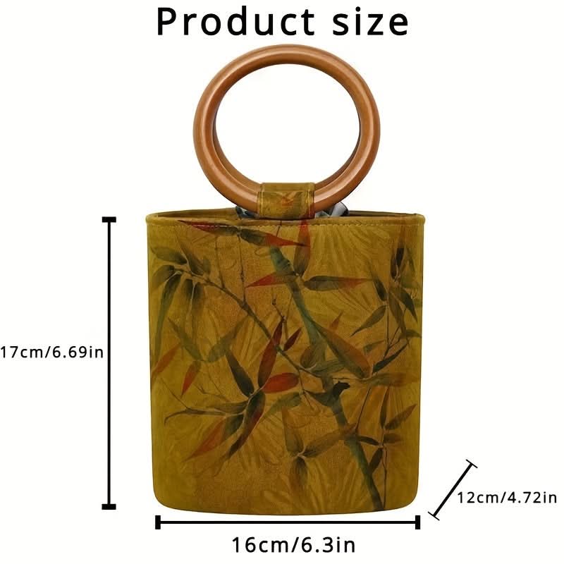 Vintage Floral Cotton Bucket Bag for Women