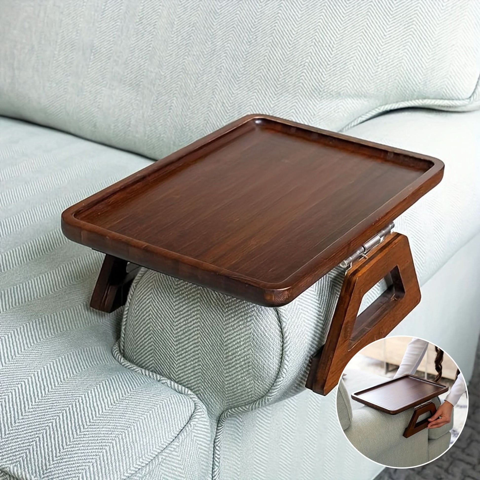 Clip-On Couch Arm Tray – Portable Sofa Side Table for Drinks, Snacks & Remote