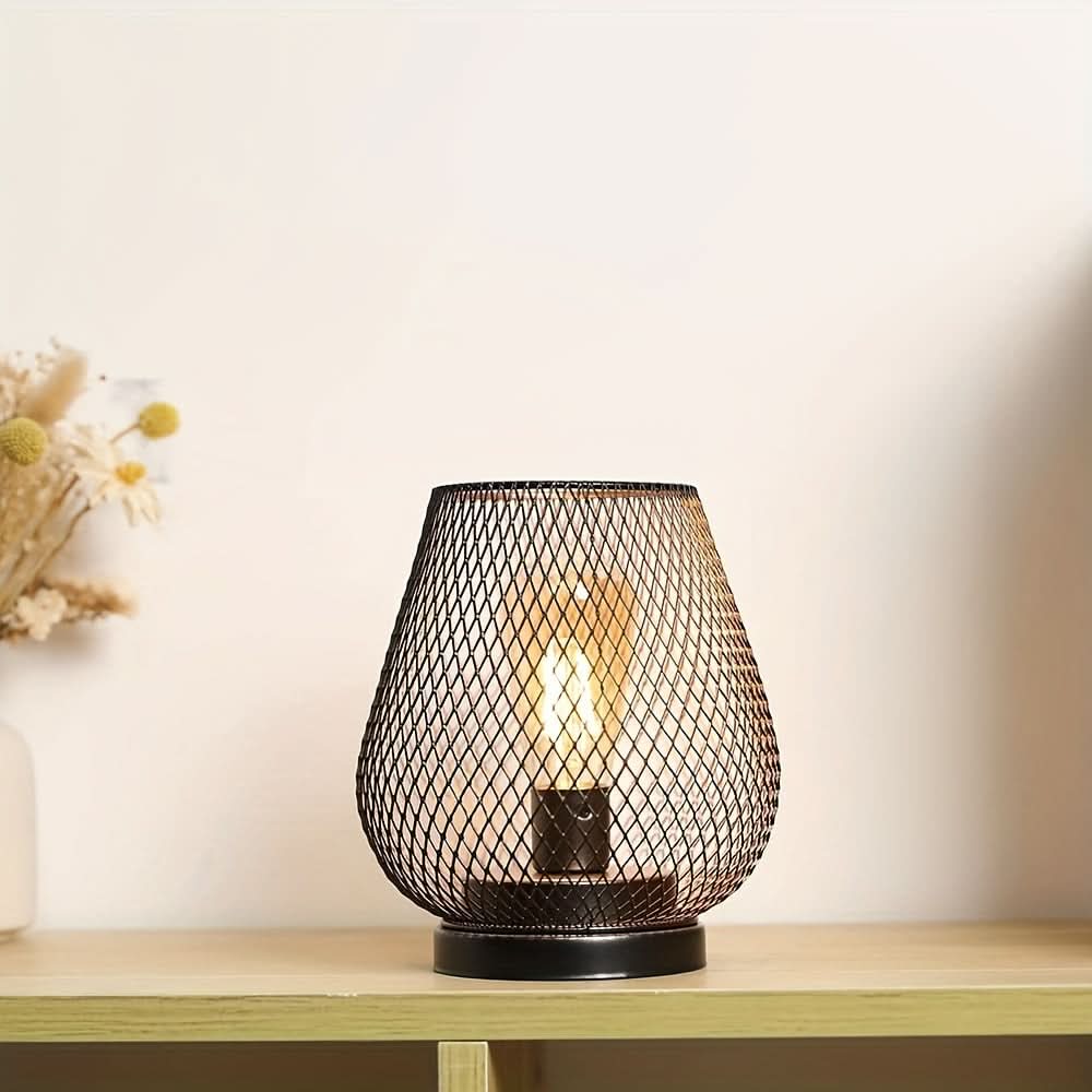 Battery-Powered LED Metal Cage Lantern, 1/2 Pack