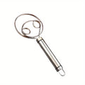 Stainless Steel Dough Mixer with Scraper - Handheld Dual-Hole Whisk