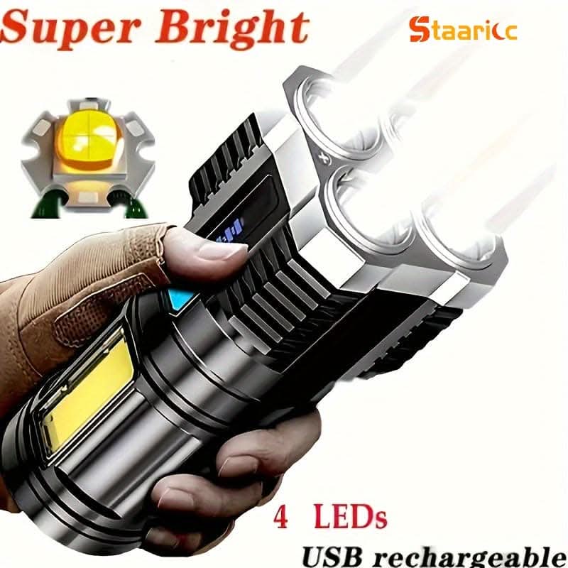 Staaricc USB Rechargeable LED Flashlight – 4 Modes