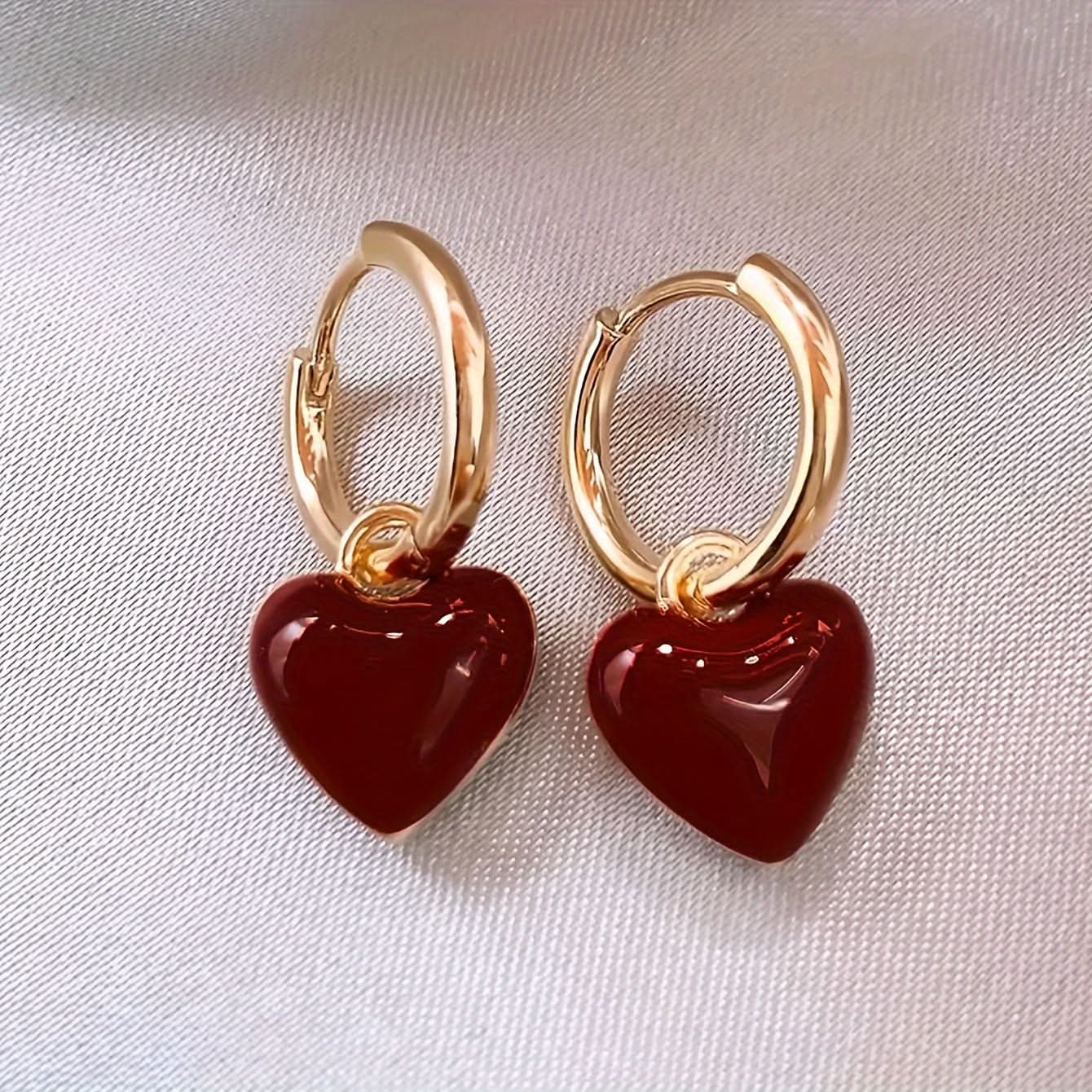 Vintage Elegance Copper Heart Drop Earrings