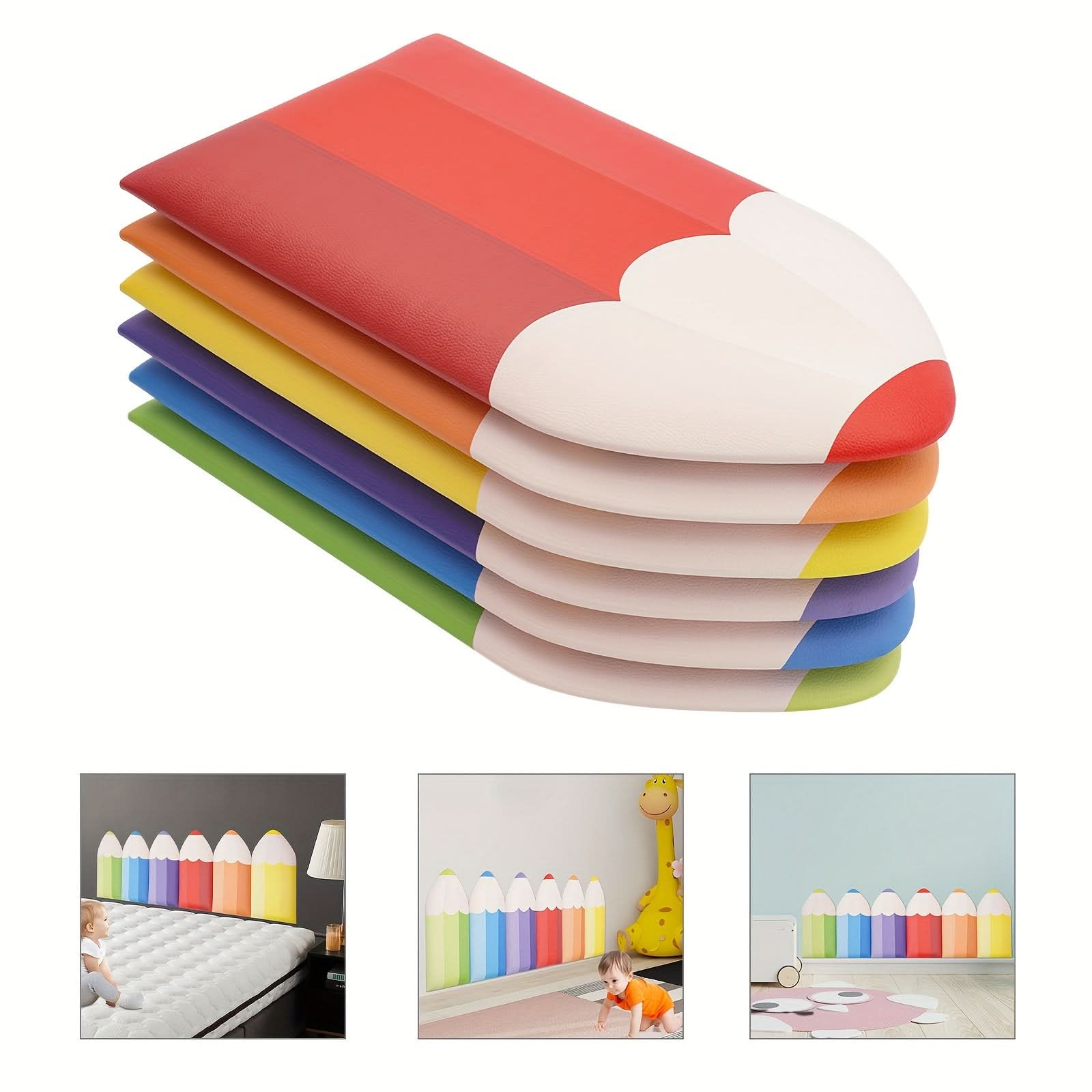 6-Piece 3D Pencil-Shaped Wall Padding