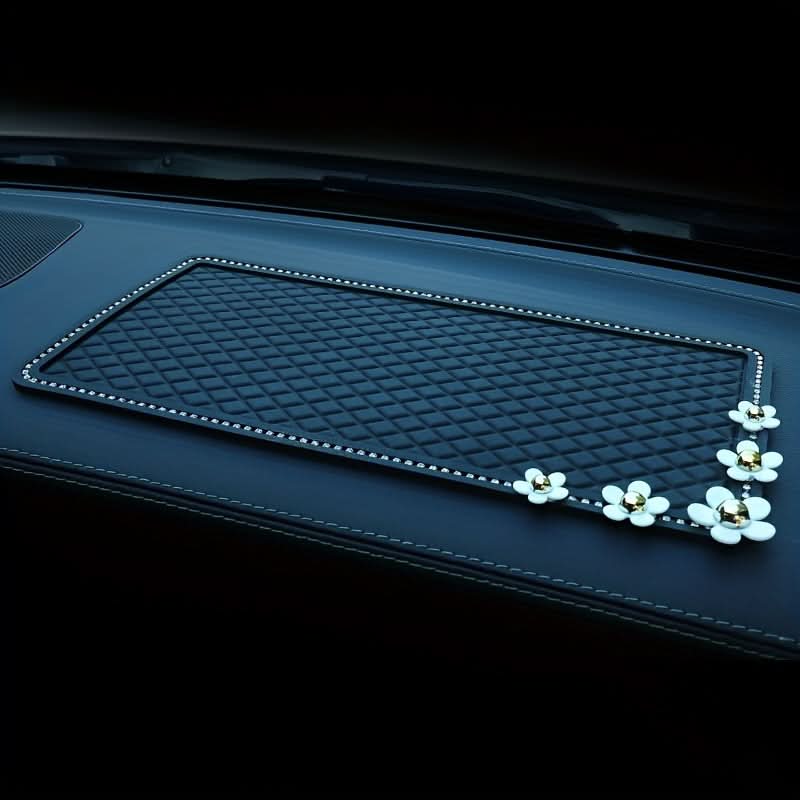 Heat-Resistant Car Dashboard Mat with Phone & Fashion Glasses Holder - Stylish Anti-Slip PVC Interior Accessory