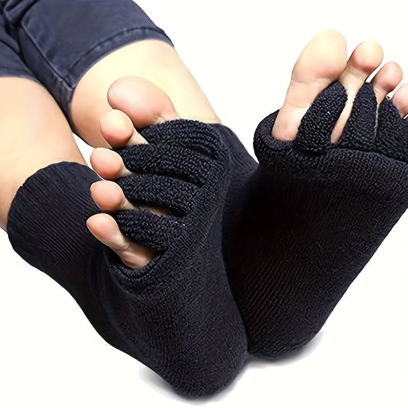 Comfy Toeless Yoga Socks - Non-Slip Five-Toe Split Socks for Perfect Foot Alignment
