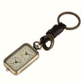 Vintage Dual Time Zone Quartz Pocket Watch Keychain – Rectangle Dial