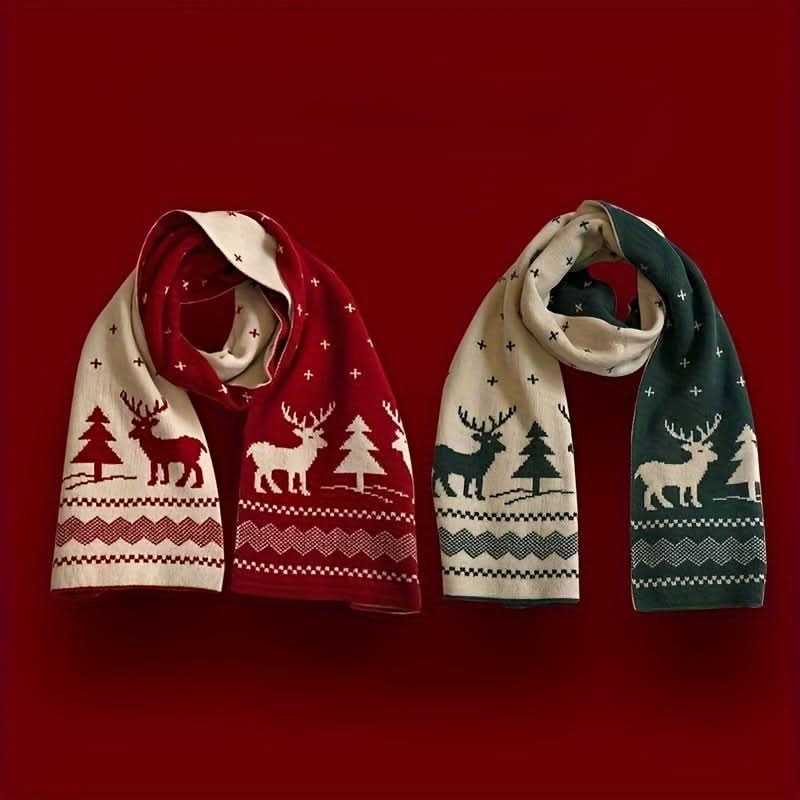Pack of 2-Piece Christmas Knitted Scarf Set for Unisex