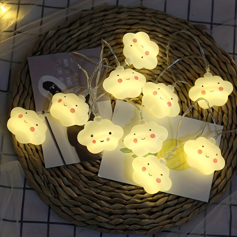Smile Cloud LED String Lights - Battery-Powered, Christmas, Indoor/Outdoor