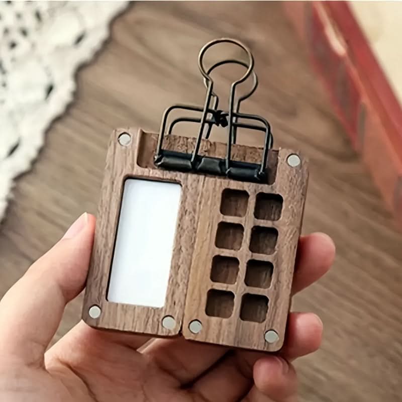 Handcrafted Mini Paint Box with 8 Compartments – Walnut Wood Design for Nail Art