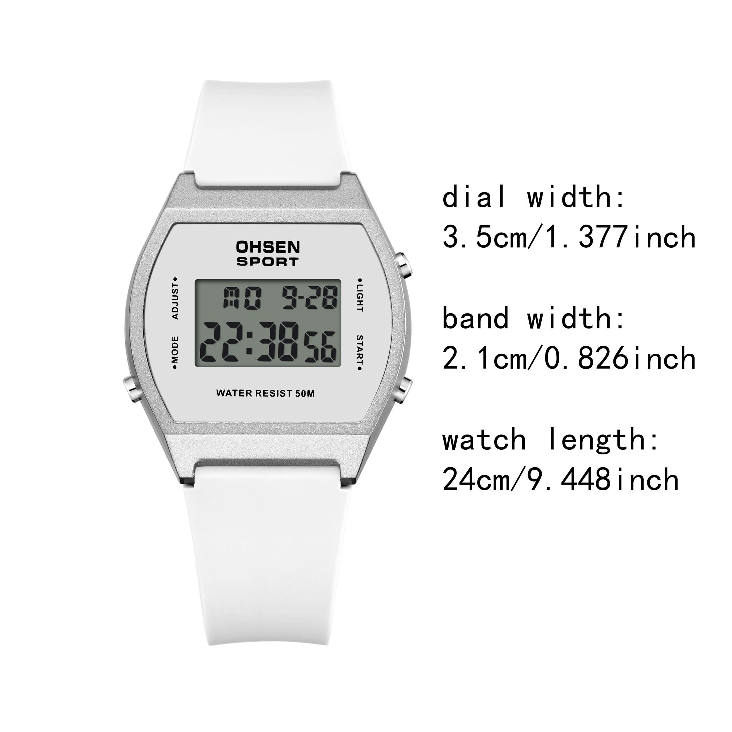 Women’s Digital Sports Watch – Luminous Display, Square Zinc Alloy Case, Silicone Strap