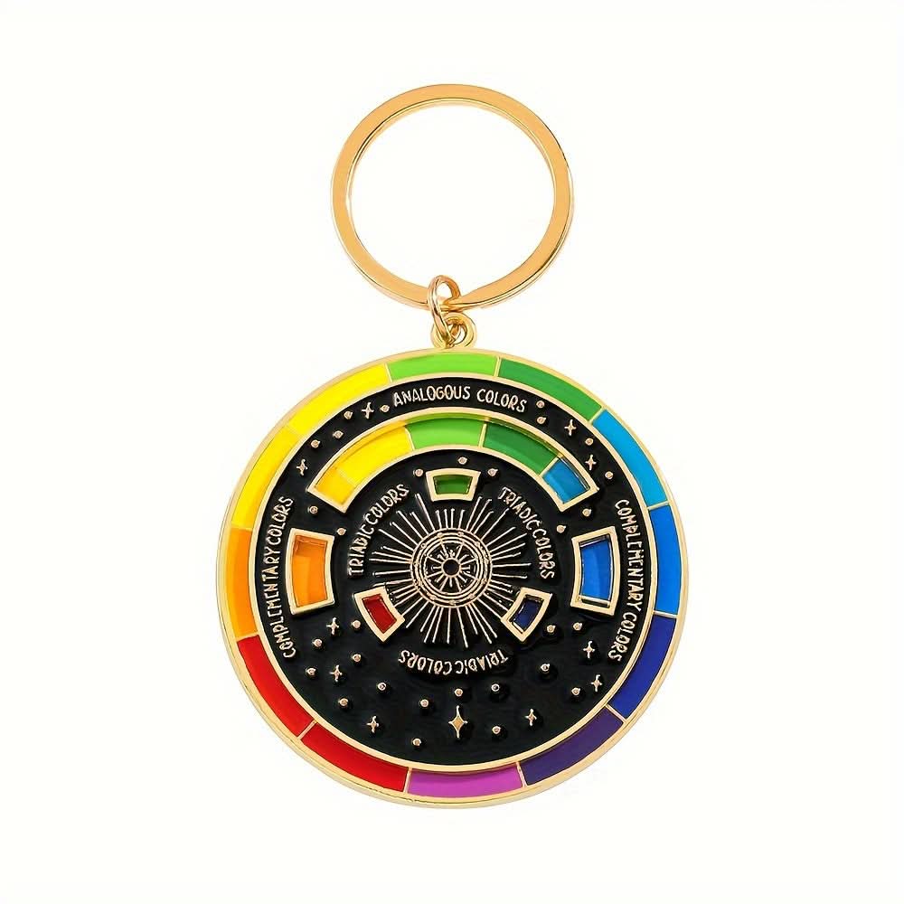 Triadic Color Wheel Alloy Keychain – Artist Gift