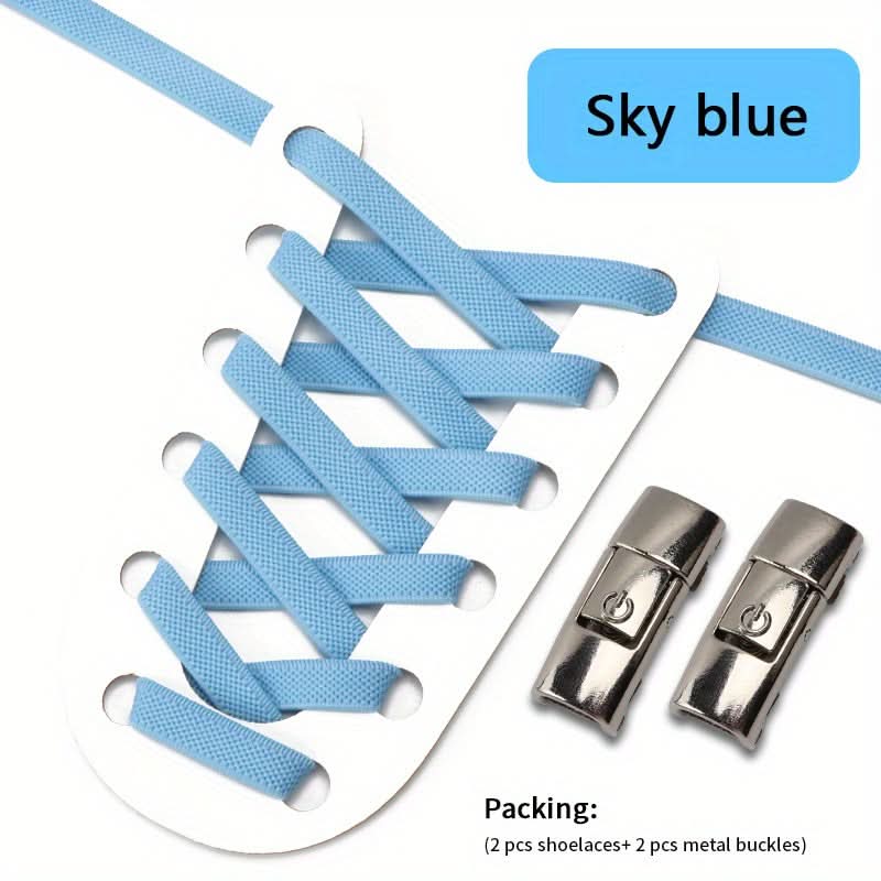 No-Tie Shoelaces with Adjustable Buckles – Easy-On Fit For Sneakers & Sports Shoes