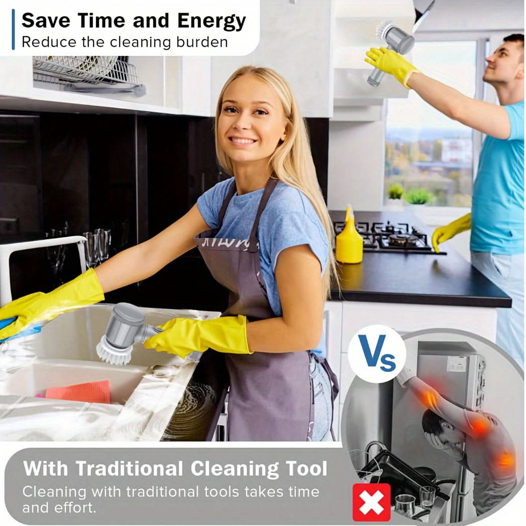 Portable Handheld Electric Cleaning Brush Set