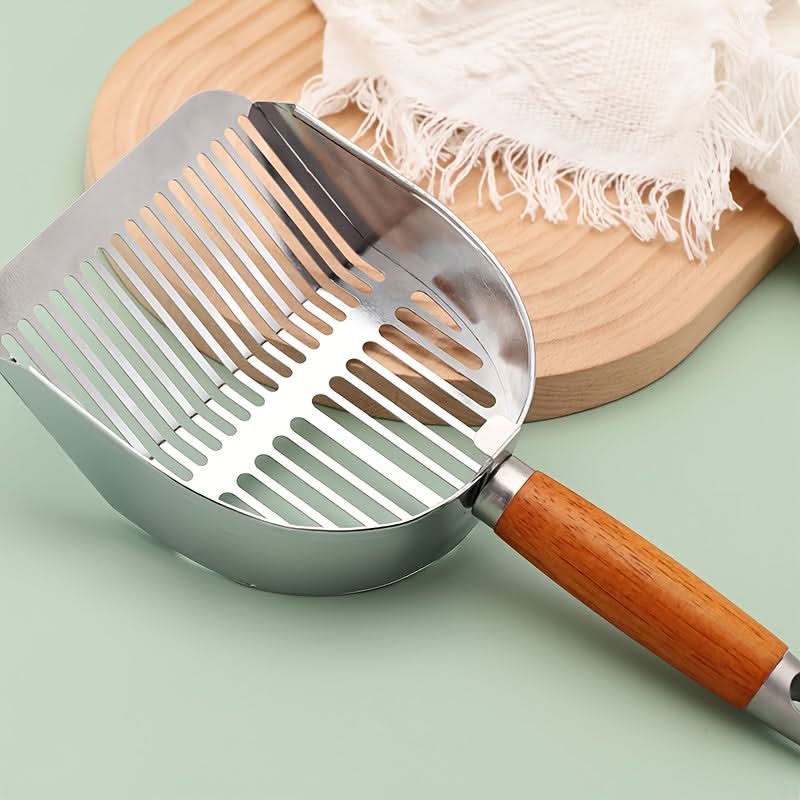 Durable Stainless Steel Pet Poop Scoop – Dual-Sized Holes & Hanging Hook
