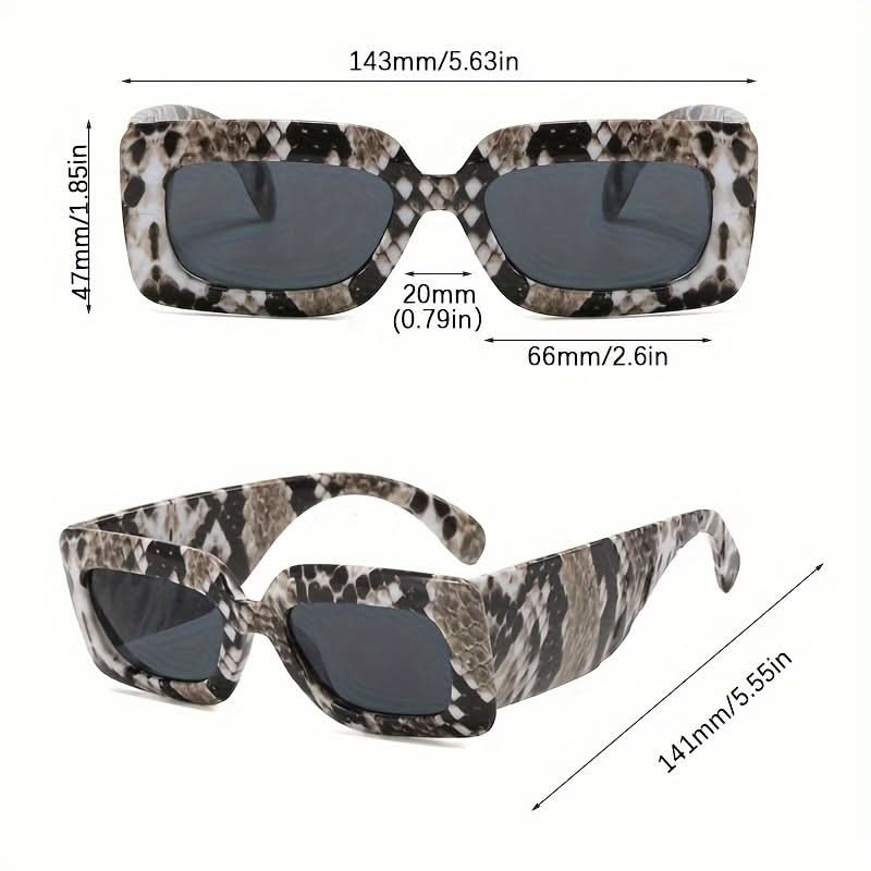 Vintage Snake Print Square Sunglasses for Women